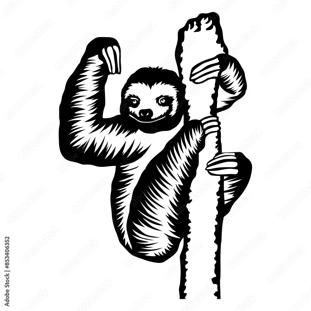 Fototapeta premium Sloth Hanging on A Tree