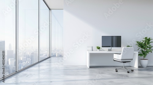 Modern Minimalist Office with City View