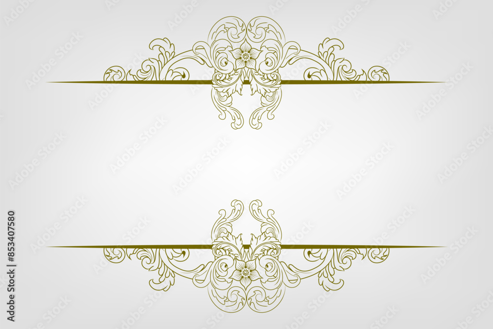 Fototapeta premium Classic Vitage Wedding Ornaments Frames Separator Elements Classic Vintage Wedding Invitation Hand Drawn Ornate the Calligraphy Poster Victorian Style