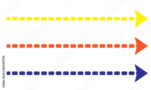 Straight long vector arrow icon. Long dashed arrow icon.  isolated on white and black background. EPS 10
