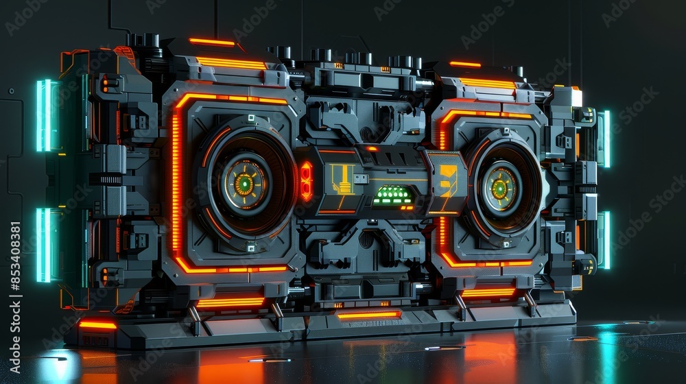 Fototapeta premium Surprise infiltration side view showcasing covert entry methods robotic tone Tetradic color scheme