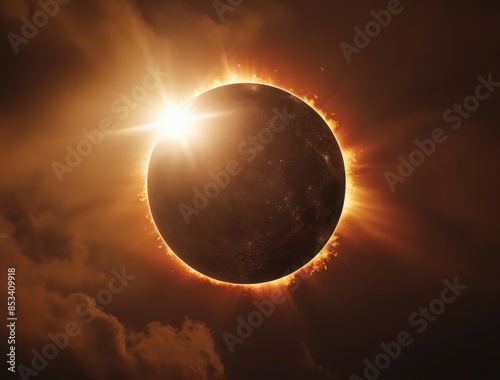 Solar Eclipse with Glowing Halo