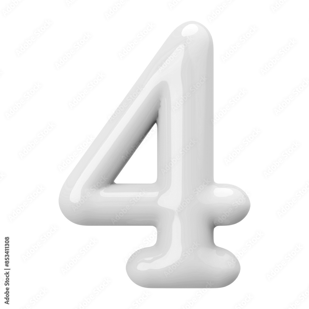 White 3D Number 4 White 3D Number 4