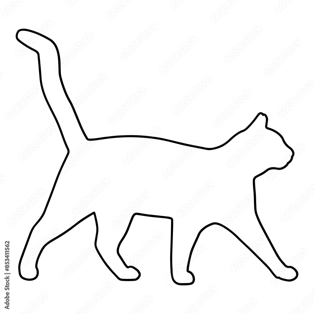 Walking Cat Outline