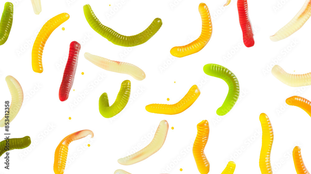 Gummy worms , candy, on white background