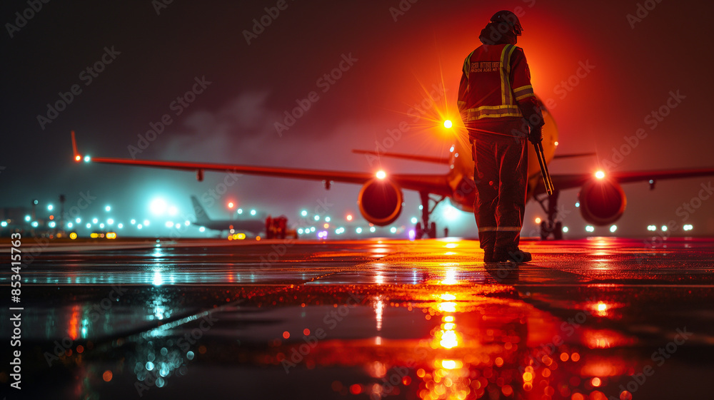Man Handling Airport Crew Tasks Late Night
Man Handling Airport Crew Tasks Late Night