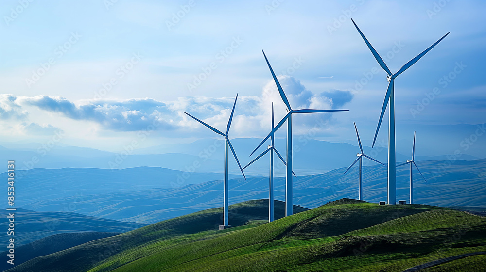 Wind Turbine Generating Renewable Energy on Hilltop