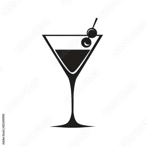 Martini Glass with Olives Silhouette