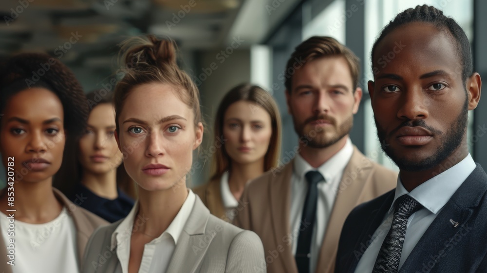 Diverse Team of Professionals in a Sleek Modern Office Representing Various Skin Tones and Friendly Demeanors Diverse Team of Professionals in a Sleek Modern Office Representing Various Skin Tones and Friendly Demeanors