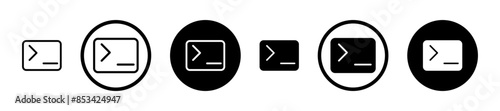 Terminal black filled and outlined icon set