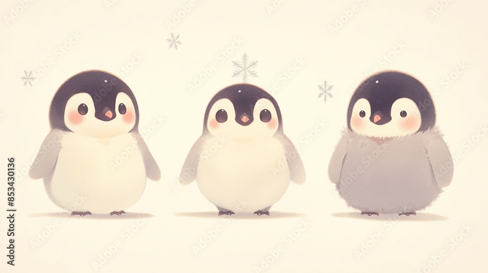 Fototapeta premium かわいいペンギンのアイコン2