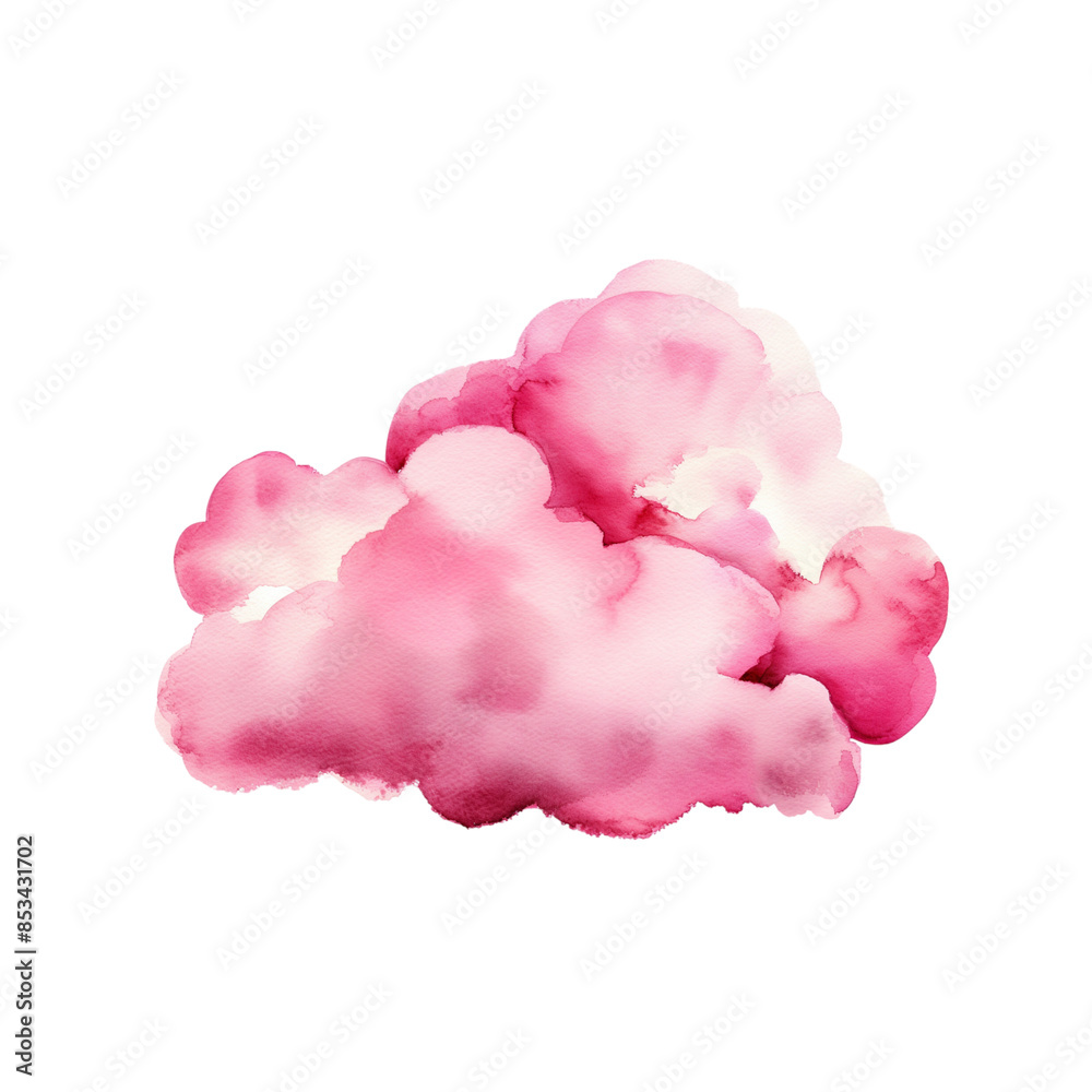 Pink watercolor cloud on transparent background Pink watercolor cloud on transparent background