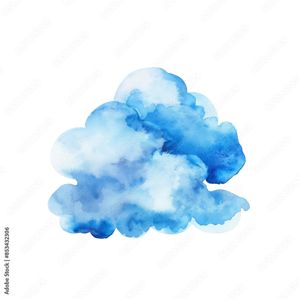 Blue watercolor cloud on transparent background Blue watercolor cloud on transparent background