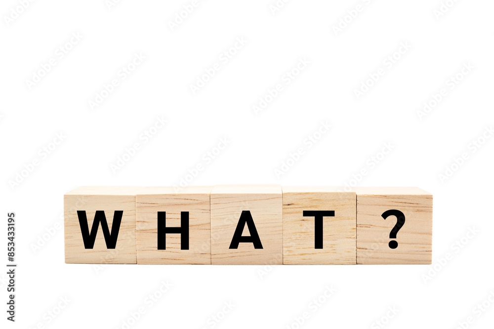 wooden cube blocks with WHAT text isolated on white background. WHAT words. Copy space and Clipping path. wooden cube blocks with WHAT text isolated on white background. WHAT words. Copy space and Clipping path.