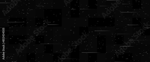 Static noise texture. Lost or bad TV signal concept. Random rippled video tape background. Glitch vhs pixel snow noise wallpaper. Image distortion distressed backdrop effect. Vector white noise trails