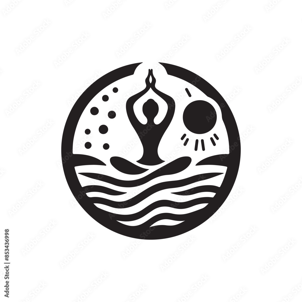 Obraz premium Yoga logo icon silhouette vector art illustration 