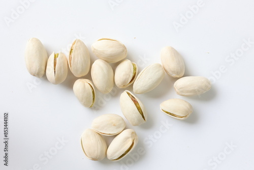 pistachio nuts on white background