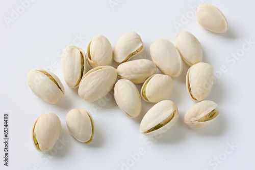 pistachio nuts on white background