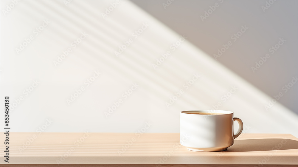Minimalist White Coffee Cup on Table Minimalist White Coffee Cup on Table