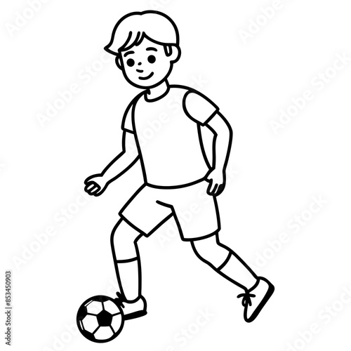 Soccer foot player line art vector.