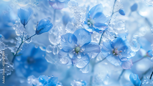 Frozen Nemophila flowers wallpaper background