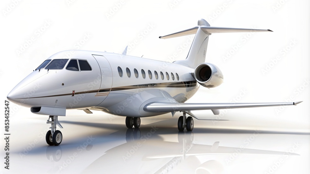White Business Jet Class Aircraft on White Background White Business Jet Class Aircraft on White Background