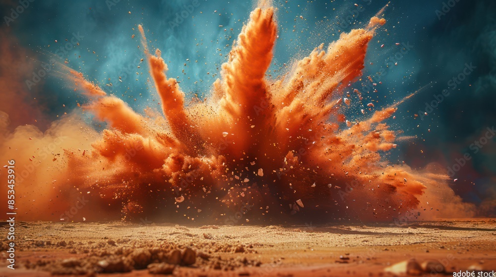 Fototapeta premium Orange Dust Explosion in the Desert