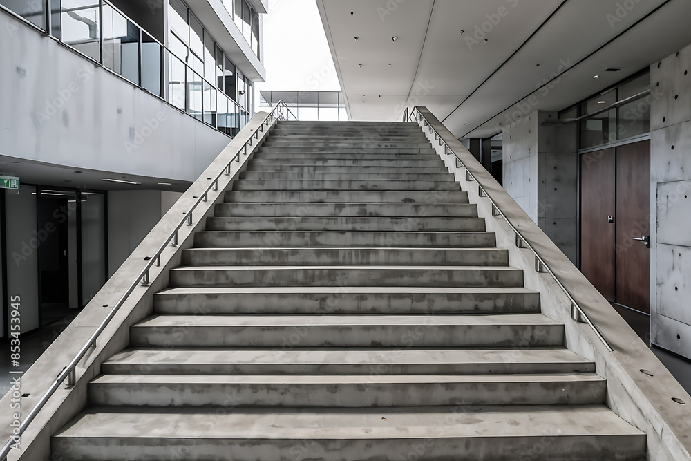 Fototapeta premium Long stair concrete in office building