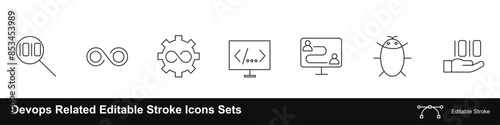 Devops Related Editable Stroke Icons Sets