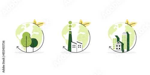 Sustainability Business of ESG concept. Green Energy, Ecology and environment development. Flat Vector illustration.
