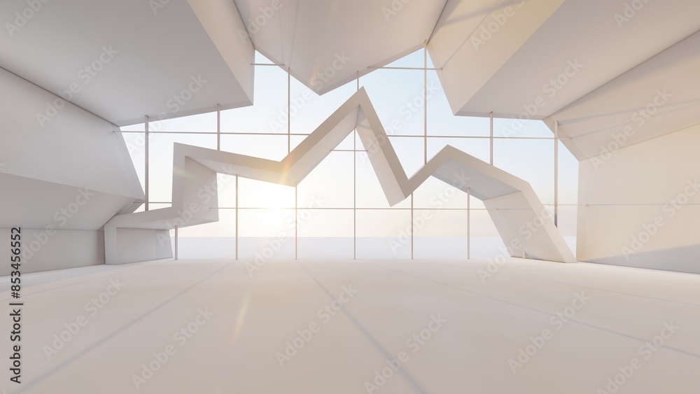 Obraz premium Architecture background geometric arched interior 3d render