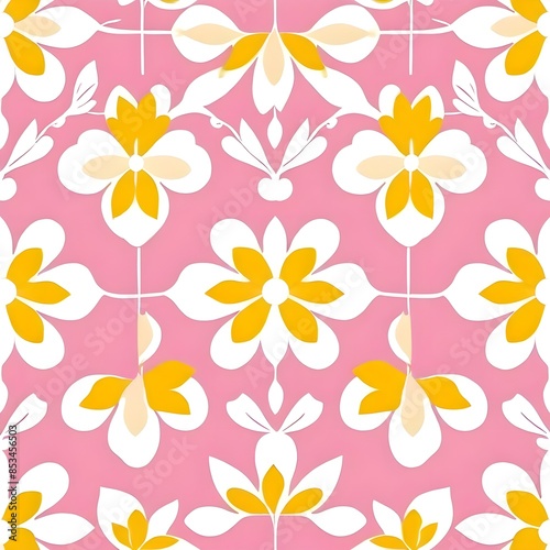 Bold yellow and white floral pattern on a vibrant yellow background