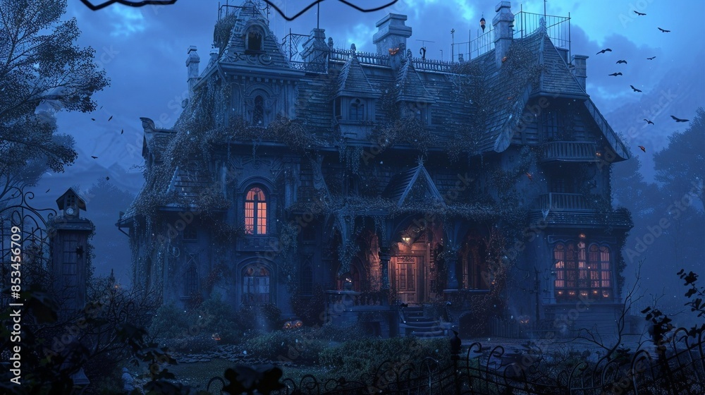 Haunted House Halloween background cartoon concept art Haunted House Halloween background cartoon concept art