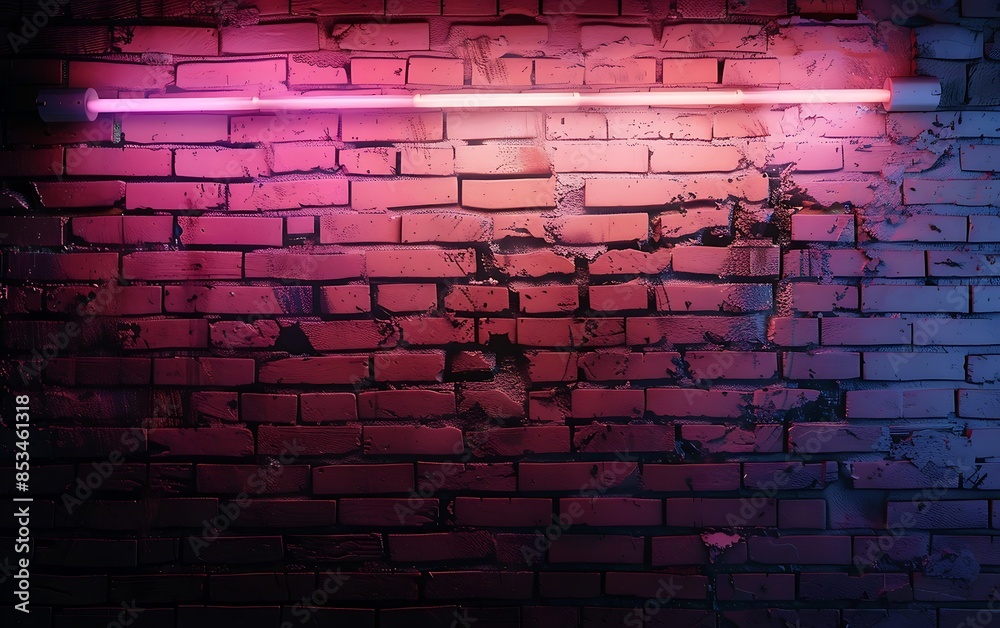 A brick wall with neon lights