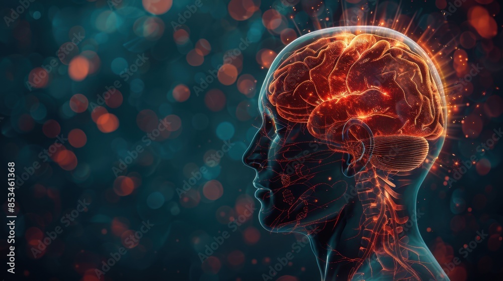 A digital side profile of a human head with a highlighted brain, focusing on a specific glowing region, representing brain function and neurological activity, set against a dark background.
A digital side profile of a human head with a highlighted brain, focusing on a specific glowing region, representing brain function and neurological activity, set against a dark background.