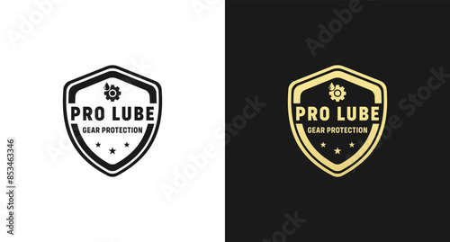Pro lube label or gear protection label vector isolated. Best pro lube or gear protection label for product packaging design, print, and more about gear oil product.