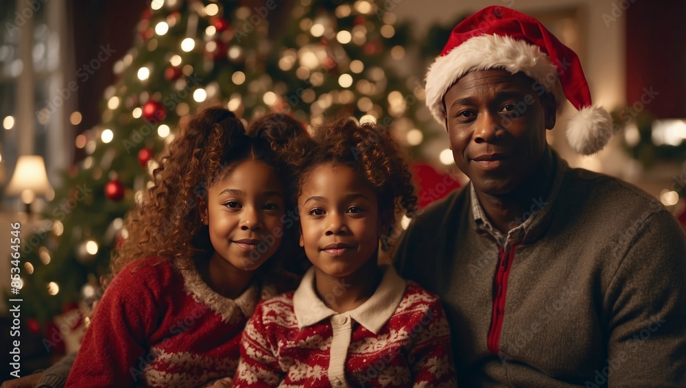 A black family enjoying Christmas holiday. A black family enjoying Christmas holiday.