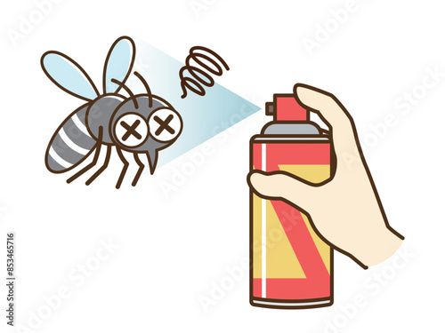 殺虫剤を噴射するイラスト_蚊