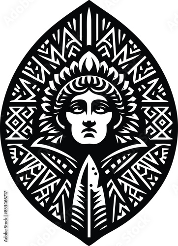  caesar silhouete with Polynesian ethnic pattern illustration