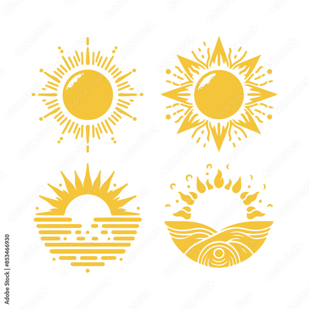 Fototapeta premium vector sun set silhouette in white background