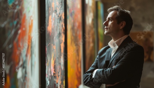 Wallpaper Mural Man Contemplating Art in a Gallery Torontodigital.ca