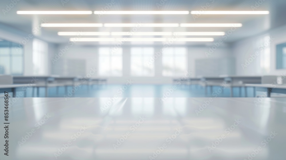 Bright and spacious empty conference room featuring large windows, clean lines, and modern lighting fixtures, ideal for corporate settings. Bright and spacious empty conference room featuring large windows, clean lines, and modern lighting fixtures, ideal for corporate settings.