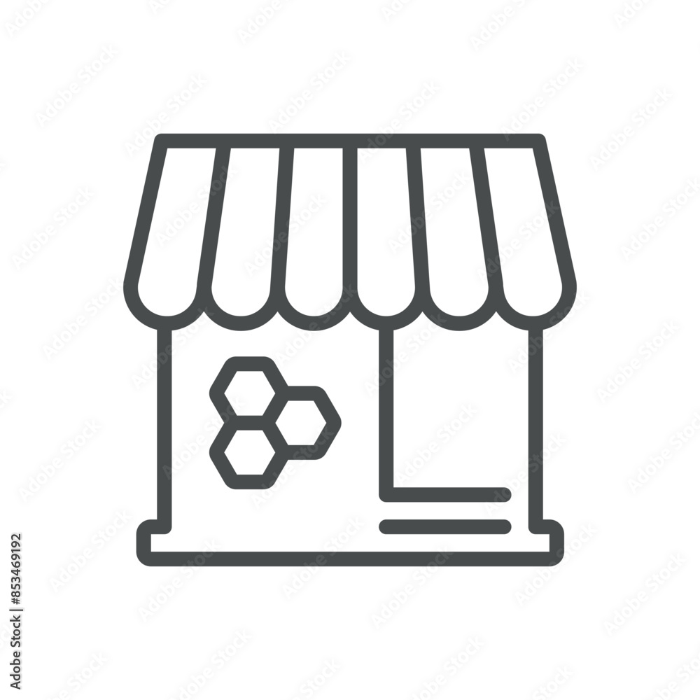 Honey Shop Icon. Thin Line Illustration of a Storefront Representing a Shop Selling Honey and Beekeeping Products or Home Button in the Online Web Honey Store. Honey Shop Icon. Thin Line Illustration of a Storefront Representing a Shop Selling Honey and Beekeeping Products or Home Button in the Online Web Honey Store.