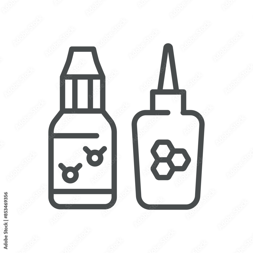 Propolis Drops Icon. Thin Line Illustration of Bottles Containing Liquid Propolis Extract, Representing Natural Organic Health Supplements. Isolated Vector on White Background. Propolis Drops Icon. Thin Line Illustration of Bottles Containing Liquid Propolis Extract, Representing Natural Organic Health Supplements. Isolated Vector on White Background.