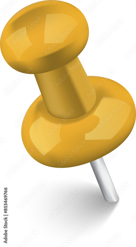 Yellow push pin isolated on white background Yellow push pin isolated on white background