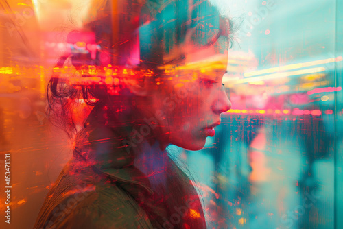 Sad tired young woman having depression, upset frustrated girl troubled with problem feel stressed cover crying face with hand suffer from grief sorrow concept. Concept abstract photography.