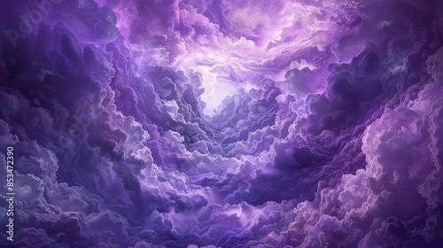Purple Cloudscape - An ethereal Dream - A mesmerizing digital artwork featuring a swirling expanse of purple clouds, resembling a celestial dreamscape.