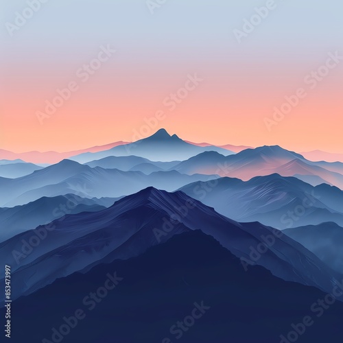 Minimal mountain range, sunrise colors, wide shot, serene vibe for a tranquil wallpaper © AIDigitalart