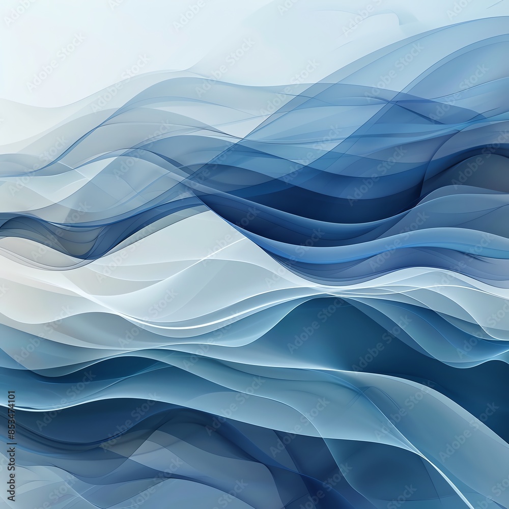 Fototapeta premium Abstract minimal waves, soft curves, wide canvas, cool hues for refreshing background