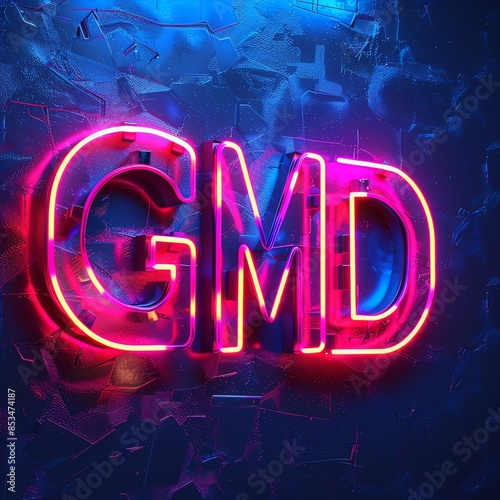 Abstract gmd symbol icon with neon effects and digital glow photo